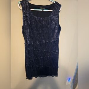 Connected Apparel Shimmering Navy Sleeveless Flapper Dress